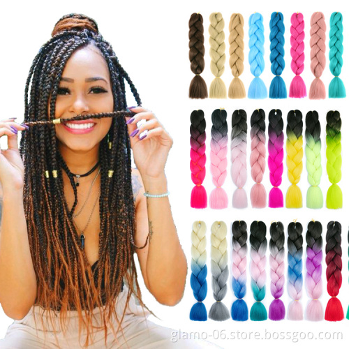 Jumbo Crochet Box Braids Senegalese Twist Hair Extension Xpression Braids Synthetic Braiding Hair Pre Stretch 82 Inch Pure Color